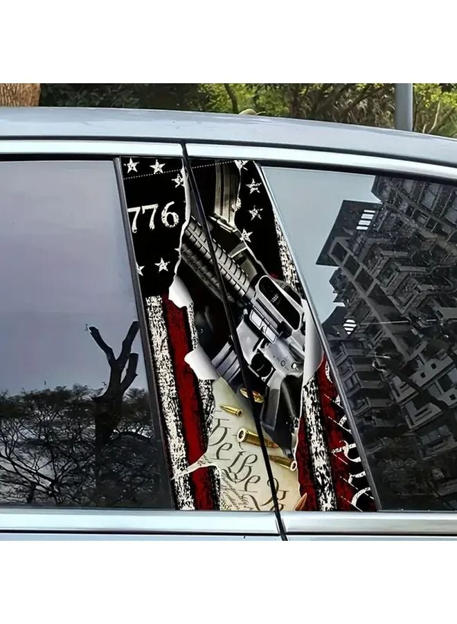 2pcs American Flag Car Decals With 1776 Rifle Design Durable Vinyl B Pillar Protector Stickers - Image 4